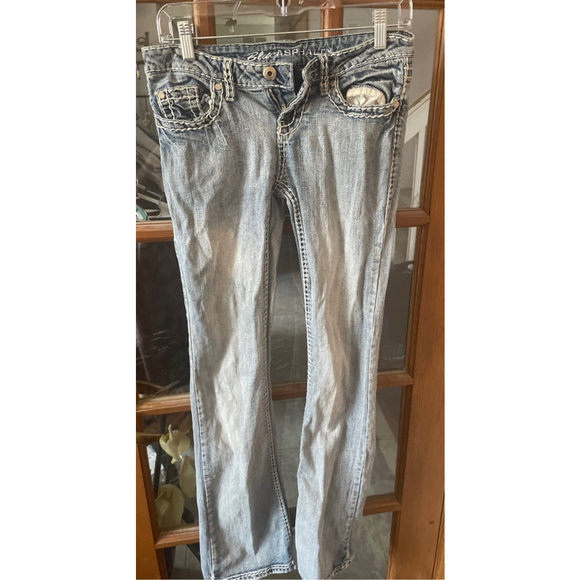 Blue Asphalt Denim - Women's Blue Asphalt Boot Cut Jeans Size 5 Light Blue with White Stitching